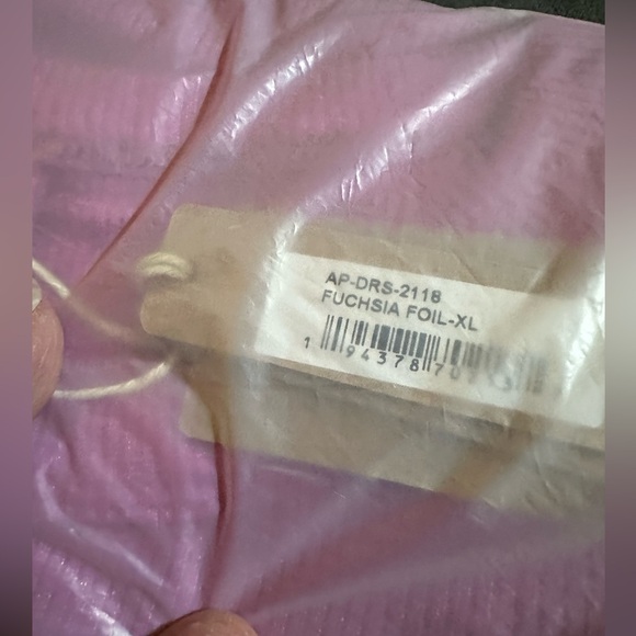 SKIMS Soft Lounge Long Sleeve SHIMMER FOIL Maxi Dress - Hot Pink - NWT - X - Picture 9 of 11